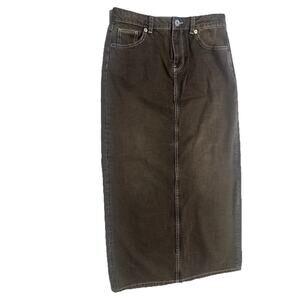 Divided Women’s Sz 4 Black Denim Maxi Skirt Straight Pencil Back Slit Spring